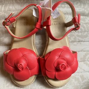Janie and Jack Sandals Girls  Punch Flower Espadrille Kids Shoes Sz 9 - 8